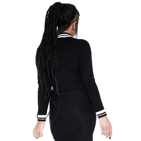 Killstar Wretched Zip-Up Sweater – Black Cotton Blend, Skull Embroidery Size XS - Picture 5 of 5